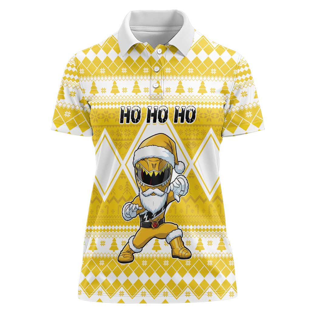 Personalized Power Yellow Ranger Santa Claus Women Polo Shirt Funny Christmas - Wonder Print Shop