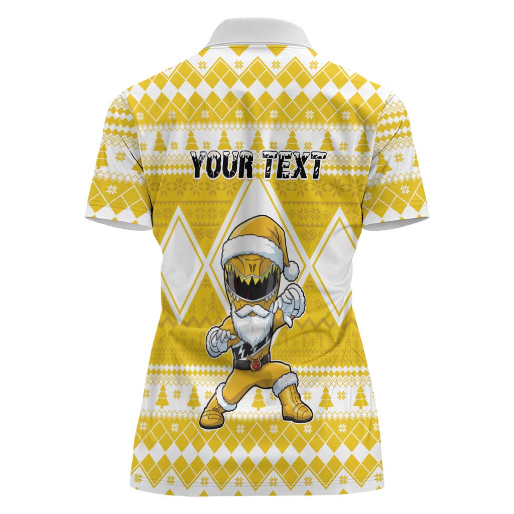 Personalized Power Yellow Ranger Santa Claus Women Polo Shirt Funny Christmas - Wonder Print Shop