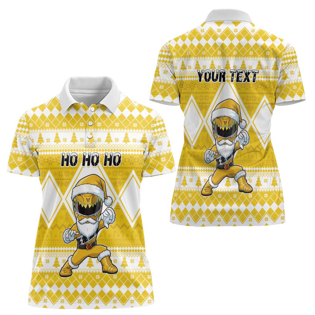 Personalized Power Yellow Ranger Santa Claus Women Polo Shirt Funny Christmas - Wonder Print Shop