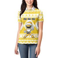 Personalized Power Yellow Ranger Santa Claus Women Polo Shirt Funny Christmas - Wonder Print Shop