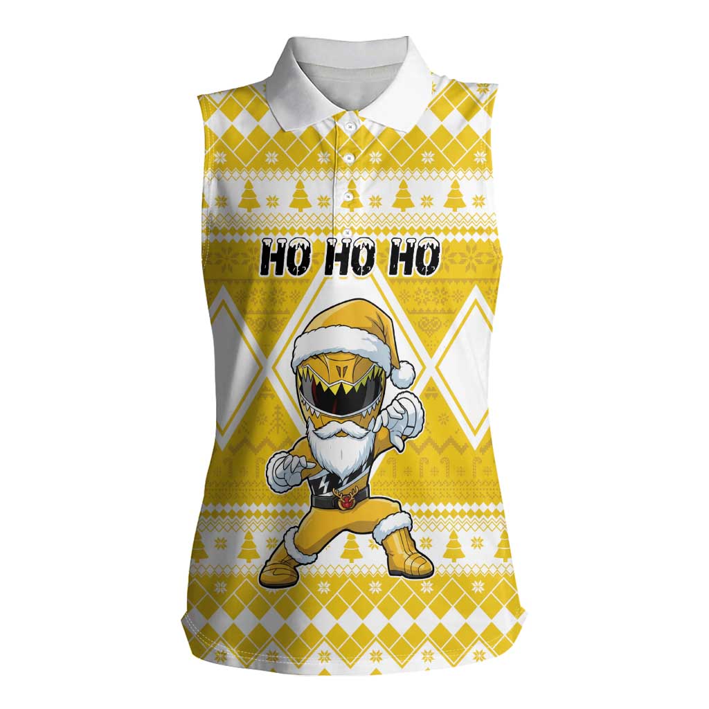 Personalized Power Yellow Ranger Santa Claus Women Sleeveless Polo Shirt Funny Christmas - Wonder Print Shop