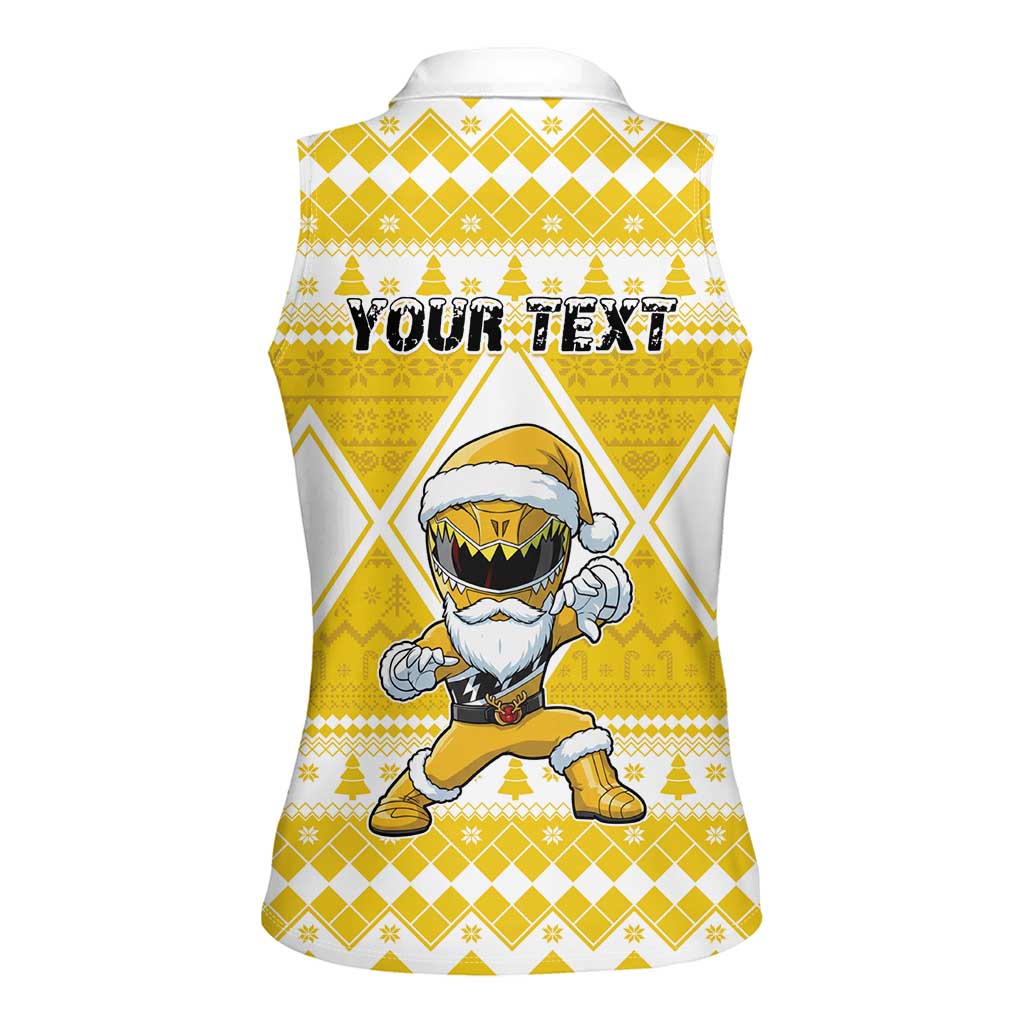 Personalized Power Yellow Ranger Santa Claus Women Sleeveless Polo Shirt Funny Christmas - Wonder Print Shop