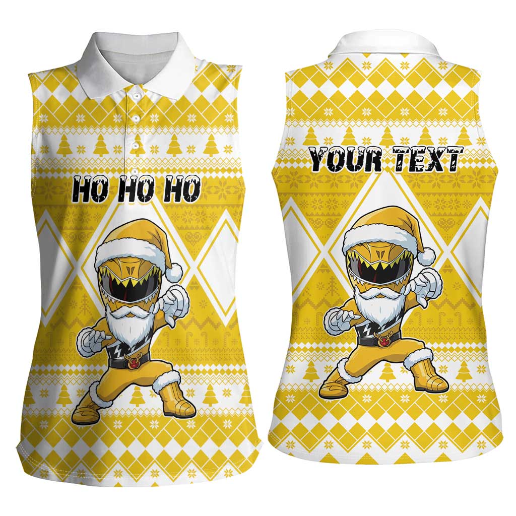 Personalized Power Yellow Ranger Santa Claus Women Sleeveless Polo Shirt Funny Christmas - Wonder Print Shop