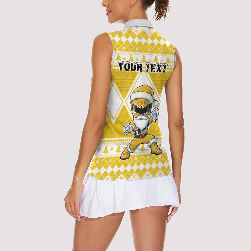 Personalized Power Yellow Ranger Santa Claus Women Sleeveless Polo Shirt Funny Christmas - Wonder Print Shop