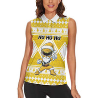 Personalized Power Yellow Ranger Santa Claus Women Sleeveless Polo Shirt Funny Christmas - Wonder Print Shop