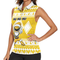 Personalized Power Yellow Ranger Santa Claus Women Sleeveless Polo Shirt Funny Christmas - Wonder Print Shop