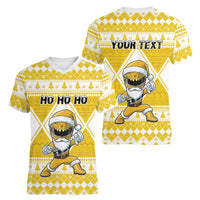 Personalized Power Yellow Ranger Santa Claus Women V-Neck T-Shirt Funny Christmas - Wonder Print Shop