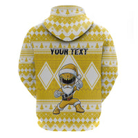 Personalized Power Yellow Ranger Santa Claus Zip Hoodie Funny Christmas - Wonder Print Shop