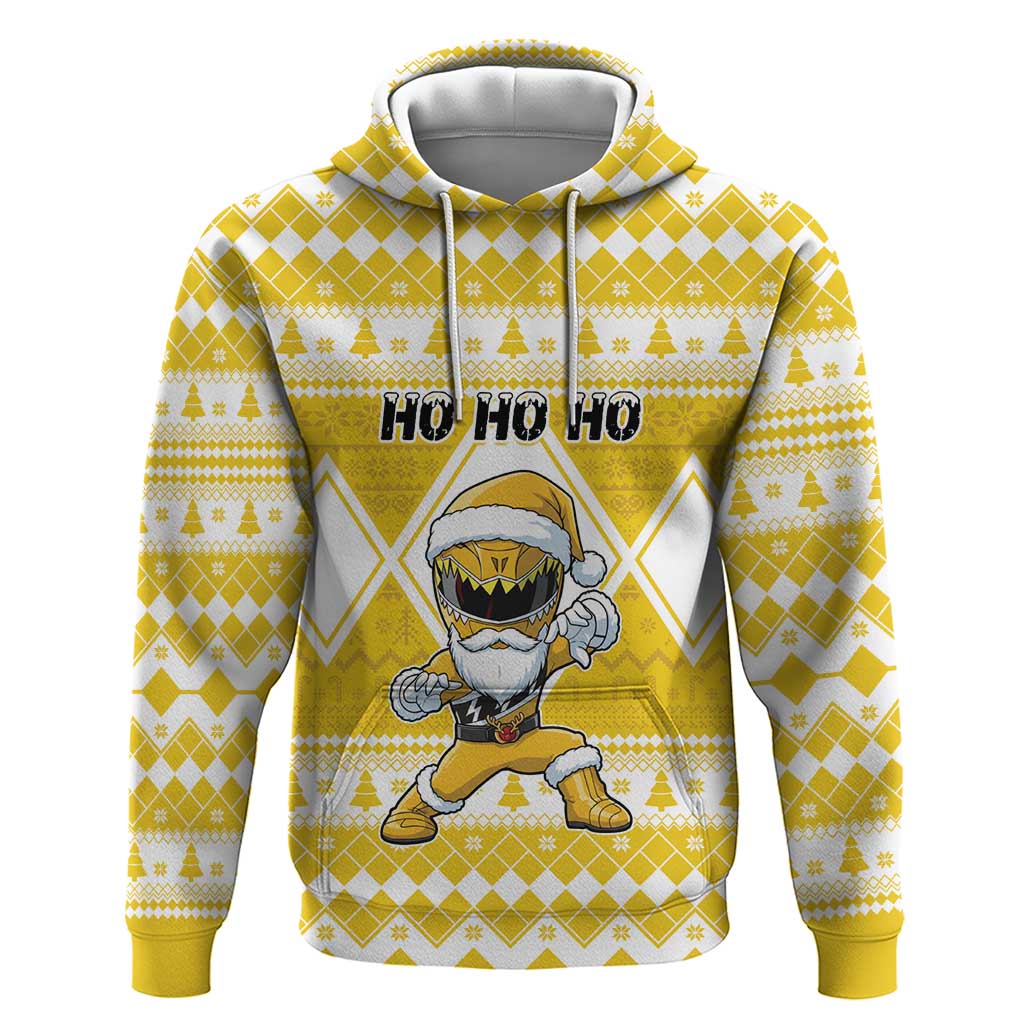 Personalized Power Yellow Ranger Santa Claus Zip Hoodie Funny Christmas - Wonder Print Shop