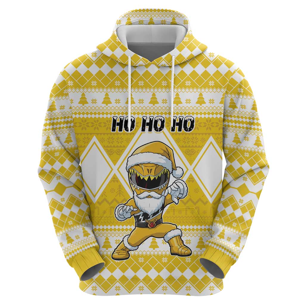 Personalized Power Yellow Ranger Santa Claus Zip Hoodie Funny Christmas - Wonder Print Shop