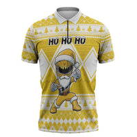 Personalized Power Yellow Ranger Santa Claus Zipper Polo Shirt Funny Christmas - Wonder Print Shop