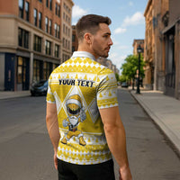 Personalized Power Yellow Ranger Santa Claus Zipper Polo Shirt Funny Christmas - Wonder Print Shop