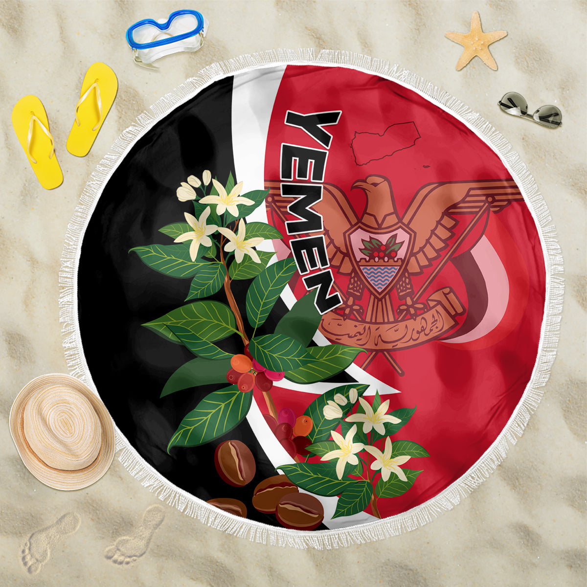 Yemen Unification Day 2024 Beach Blanket May 22 Unity Day Flag Style