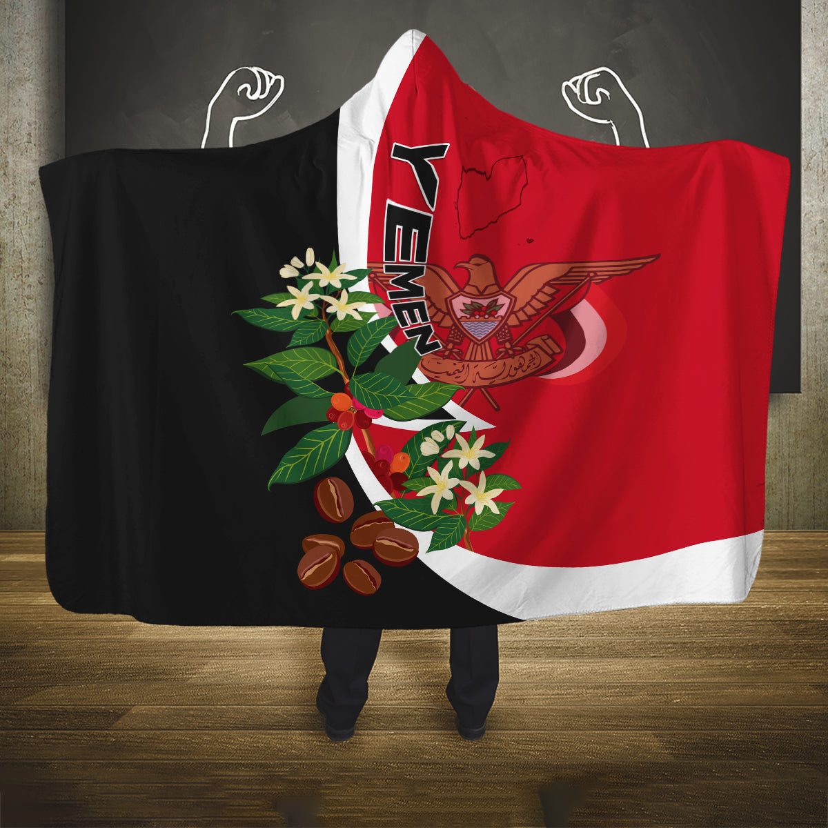 Yemen Unification Day 2024 Hooded Blanket May 22 Unity Day Flag Style