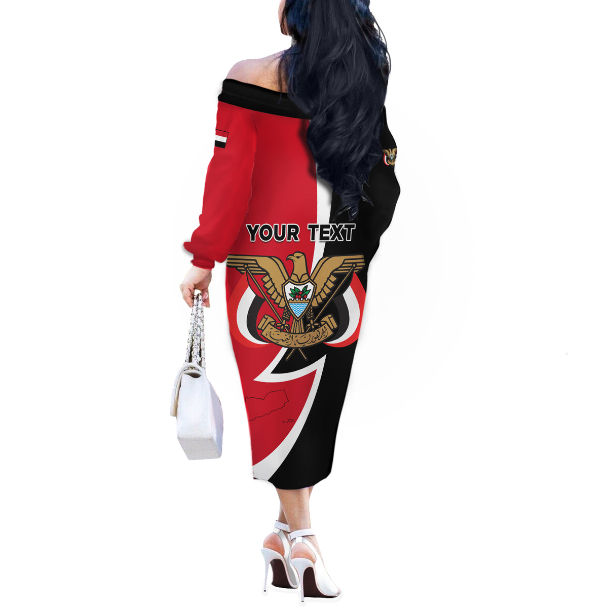 Yemen Unification Day 2024 Off The Shoulder Long Sleeve Dress May 22 Unity Day Flag Style - Wonder Print Shop