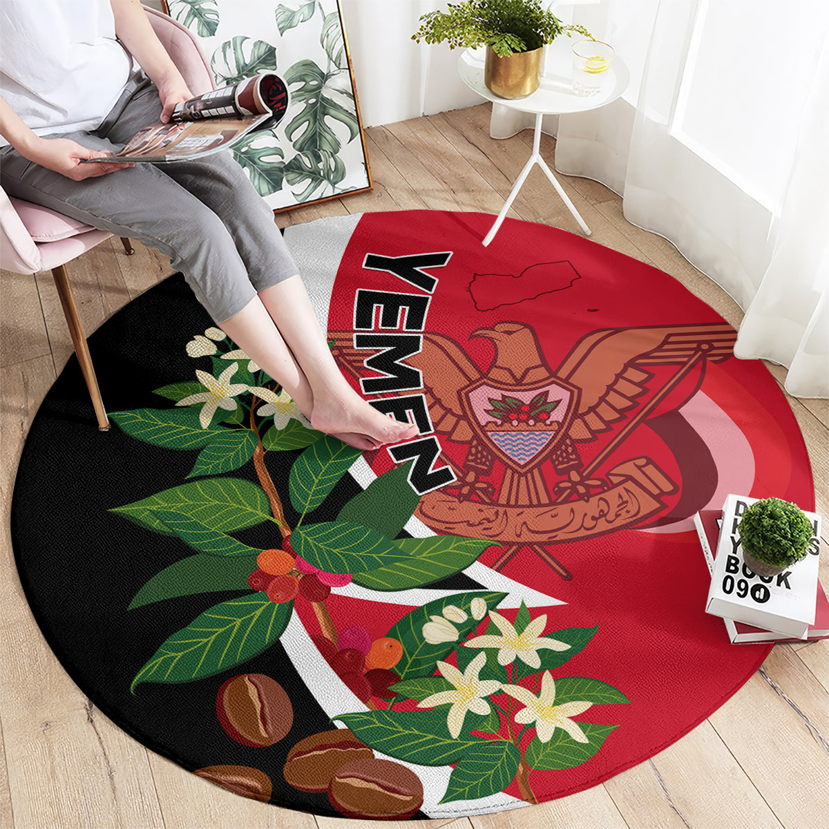 Yemen Unification Day 2024 Round Carpet May 22 Unity Day Flag Style