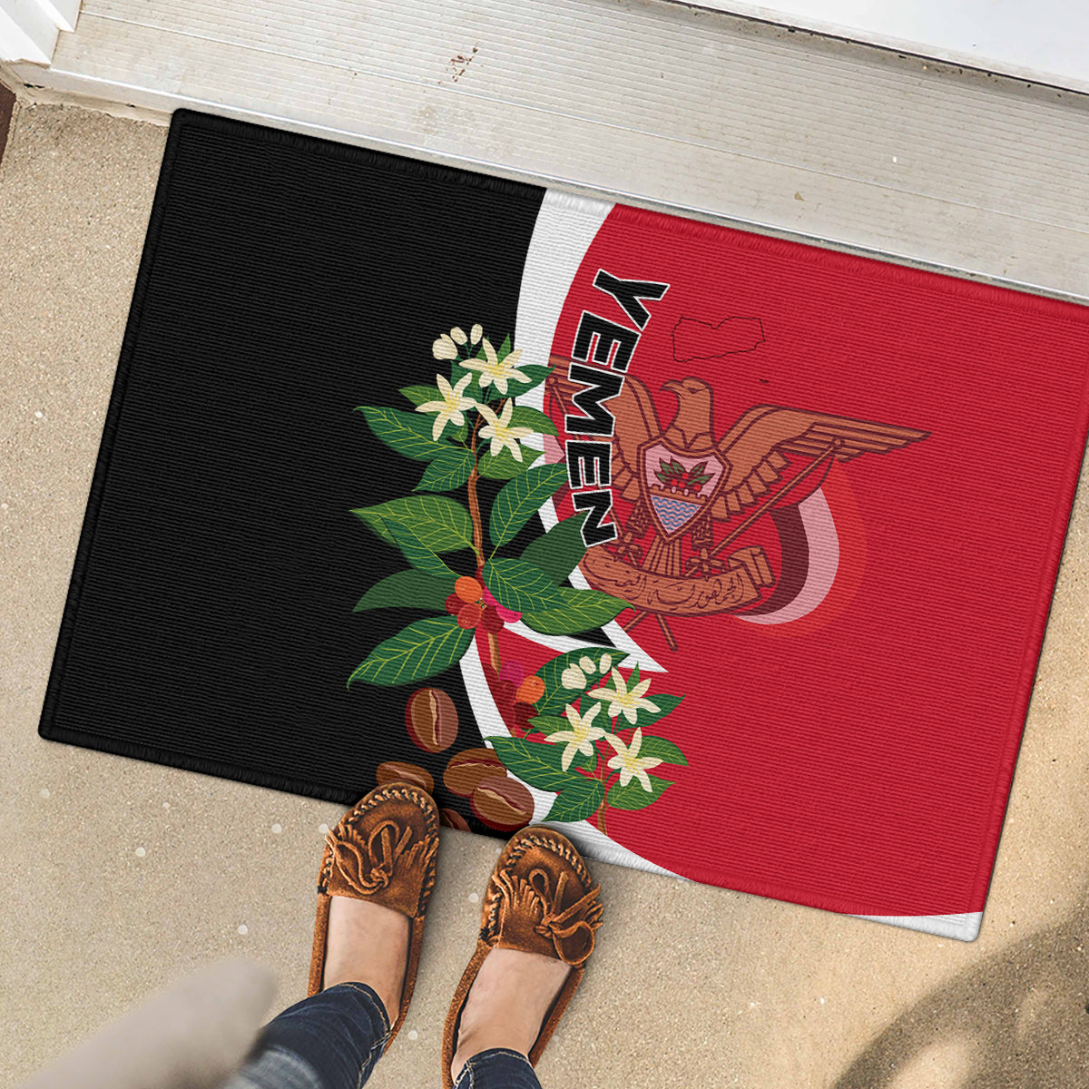 Yemen Unification Day 2024 Rubber Doormat May 22 Unity Day Flag Style - Wonder Print Shop