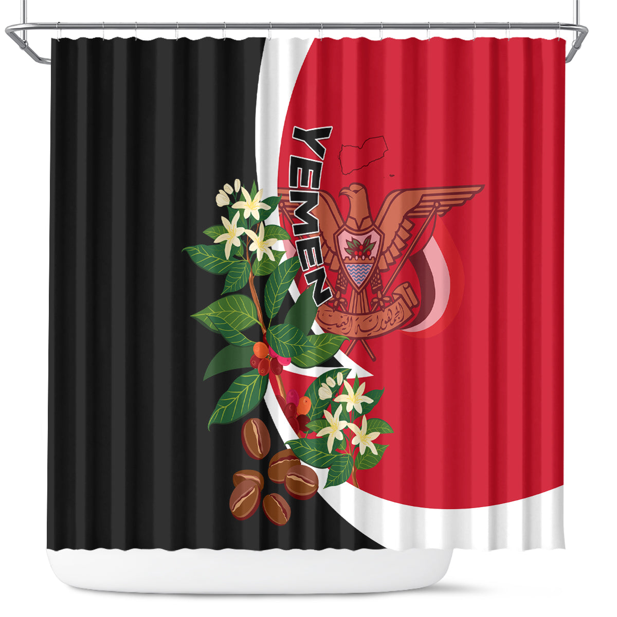 Yemen Unification Day 2024 Shower Curtain May 22 Unity Day Flag Style