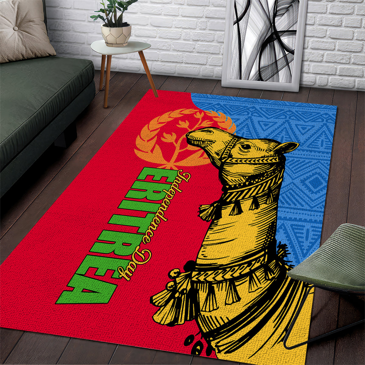 Eritrea Independence Day 2024 Area Rug Eritrean Camel African Pattern - Wonder Print Shop