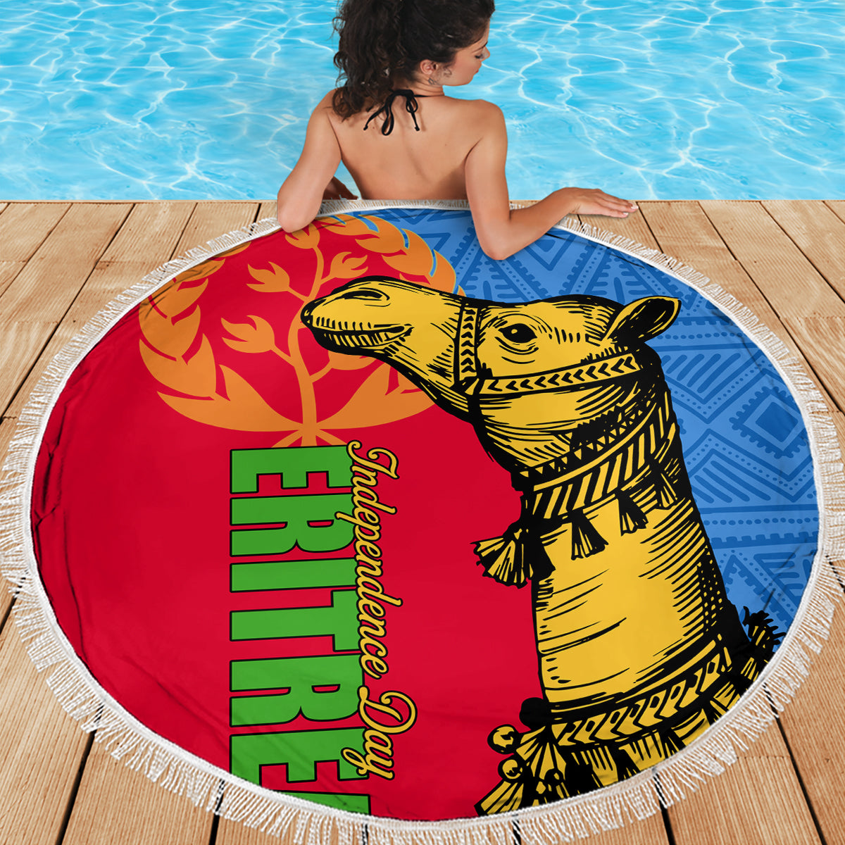 Eritrea Independence Day 2024 Beach Blanket Eritrean Camel African Pattern - Wonder Print Shop