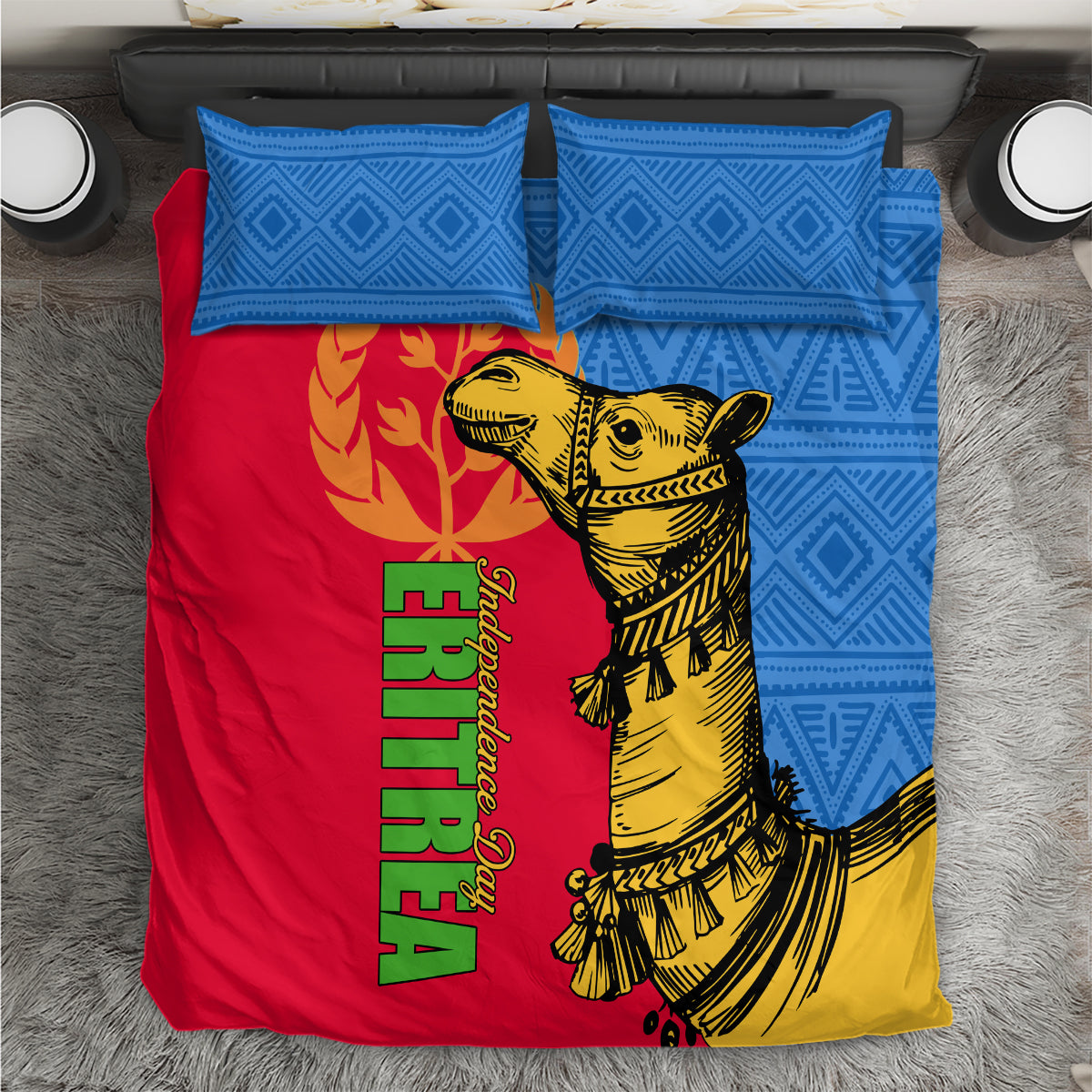 Eritrea Independence Day 2024 Bedding Set Eritrean Camel African Pattern - Wonder Print Shop