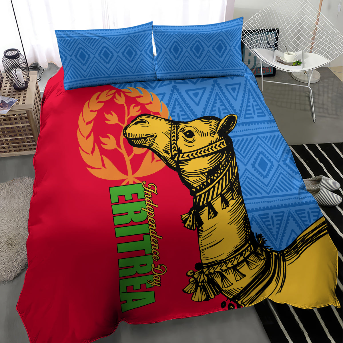 Eritrea Independence Day 2024 Bedding Set Eritrean Camel African Pattern - Wonder Print Shop