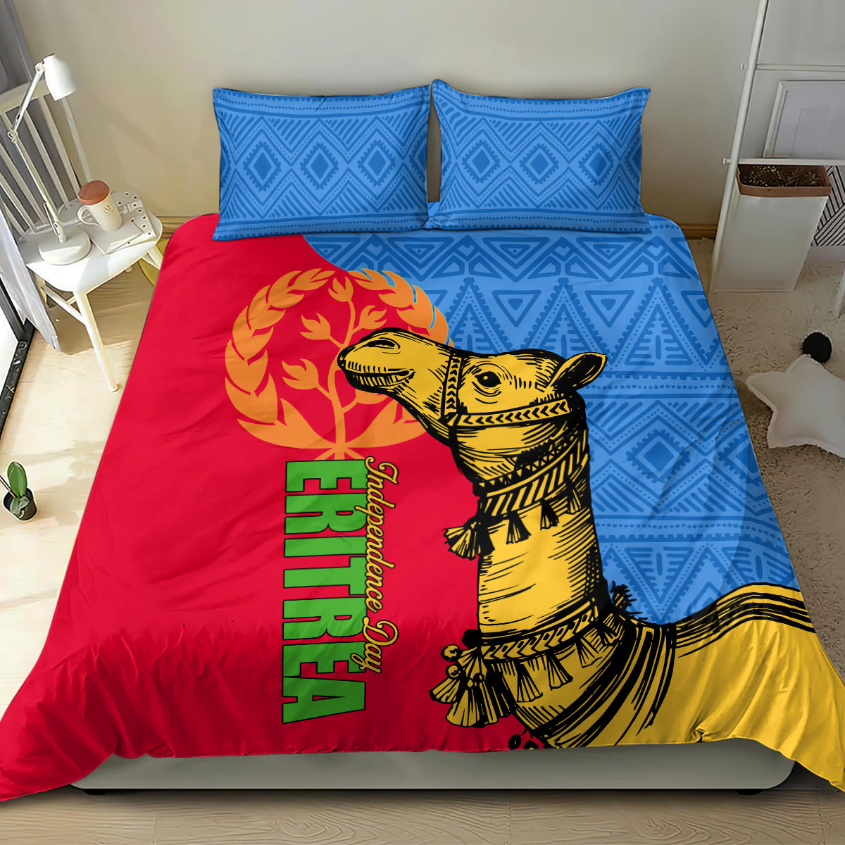 Eritrea Independence Day 2024 Bedding Set Eritrean Camel African Pattern - Wonder Print Shop