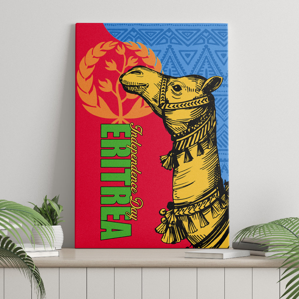 Eritrea Independence Day 2024 Canvas Wall Art Eritrean Camel African Pattern - Wonder Print Shop