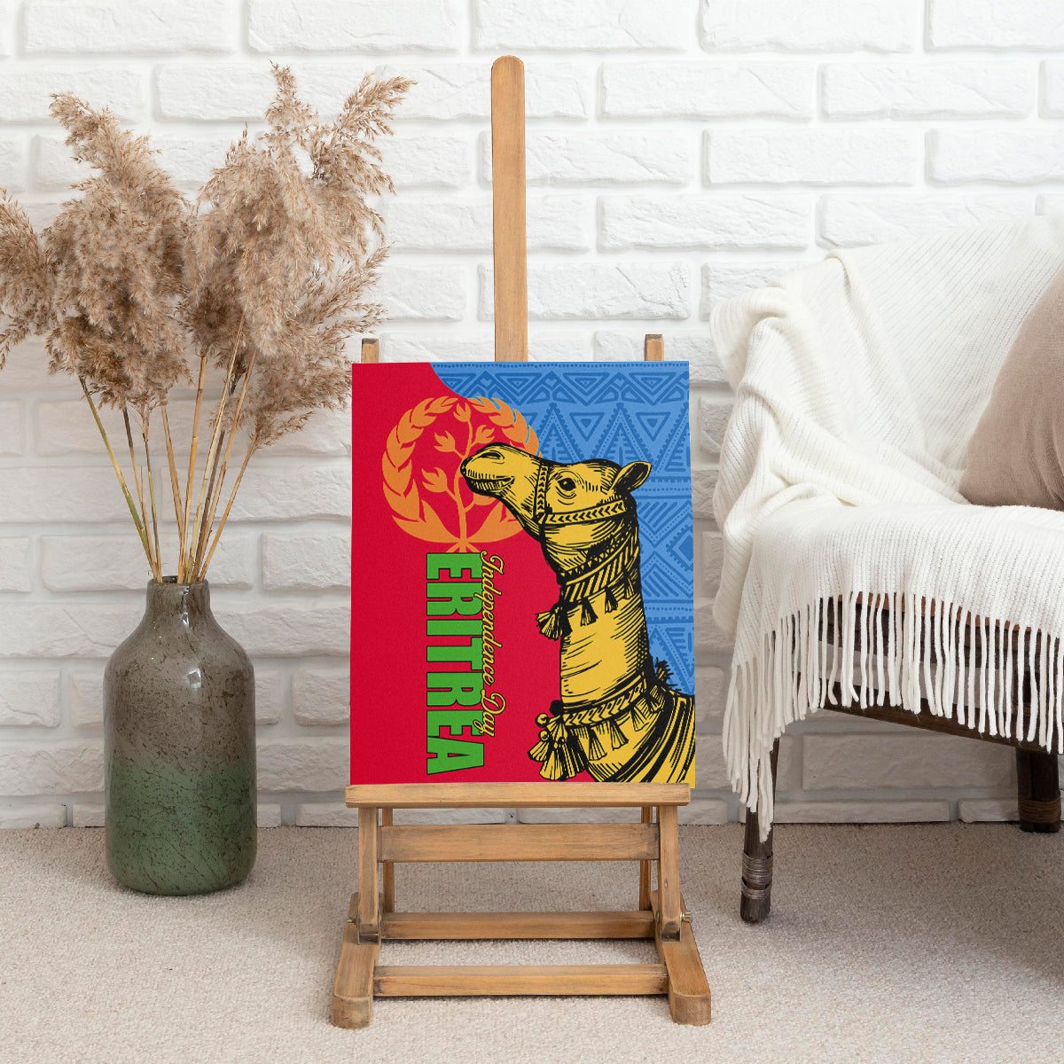 Eritrea Independence Day 2024 Canvas Wall Art Eritrean Camel African Pattern - Wonder Print Shop