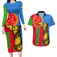 Eritrea Independence Day 2024 Couples Matching Long Sleeve Bodycon Dress and Hawaiian Shirt Eritrean Camel African Pattern - Wonder Print Shop