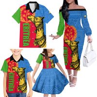 Eritrea Independence Day 2024 Family Matching Off Shoulder Long Sleeve Dress and Hawaiian Shirt Eritrean Camel African Pattern - Wonder Print Shop