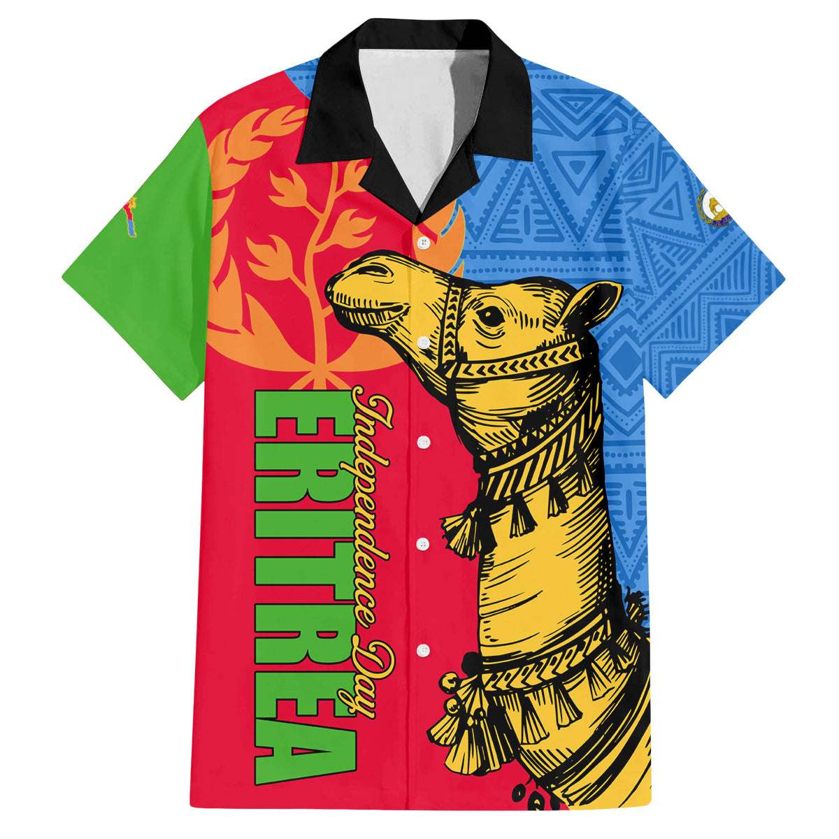Eritrea Independence Day 2024 Family Matching Off Shoulder Long Sleeve Dress and Hawaiian Shirt Eritrean Camel African Pattern - Wonder Print Shop