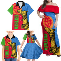 Eritrea Independence Day 2024 Family Matching Off Shoulder Maxi Dress and Hawaiian Shirt Eritrean Camel African Pattern - Wonder Print Shop