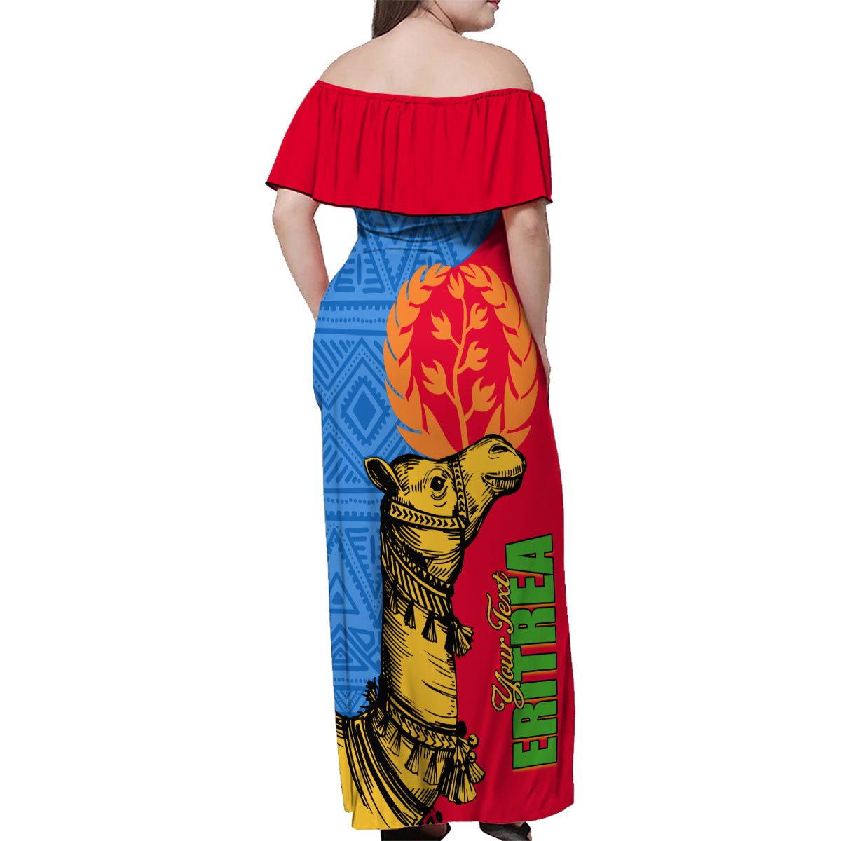 Eritrea Independence Day 2024 Family Matching Off Shoulder Maxi Dress and Hawaiian Shirt Eritrean Camel African Pattern - Wonder Print Shop