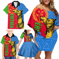 Eritrea Independence Day 2024 Family Matching Off Shoulder Short Dress and Hawaiian Shirt Eritrean Camel African Pattern - Wonder Print Shop