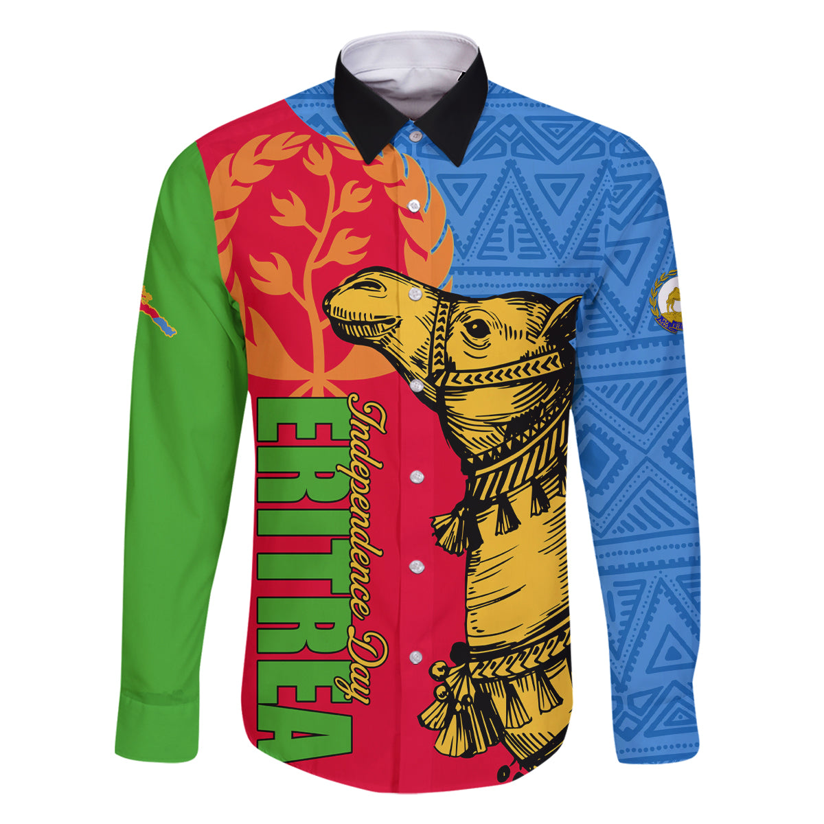 Eritrea Independence Day 2024 Family Matching Off Shoulder Short Dress and Hawaiian Shirt Eritrean Camel African Pattern - Wonder Print Shop