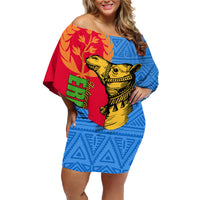 Eritrea Independence Day 2024 Family Matching Off Shoulder Short Dress and Hawaiian Shirt Eritrean Camel African Pattern - Wonder Print Shop
