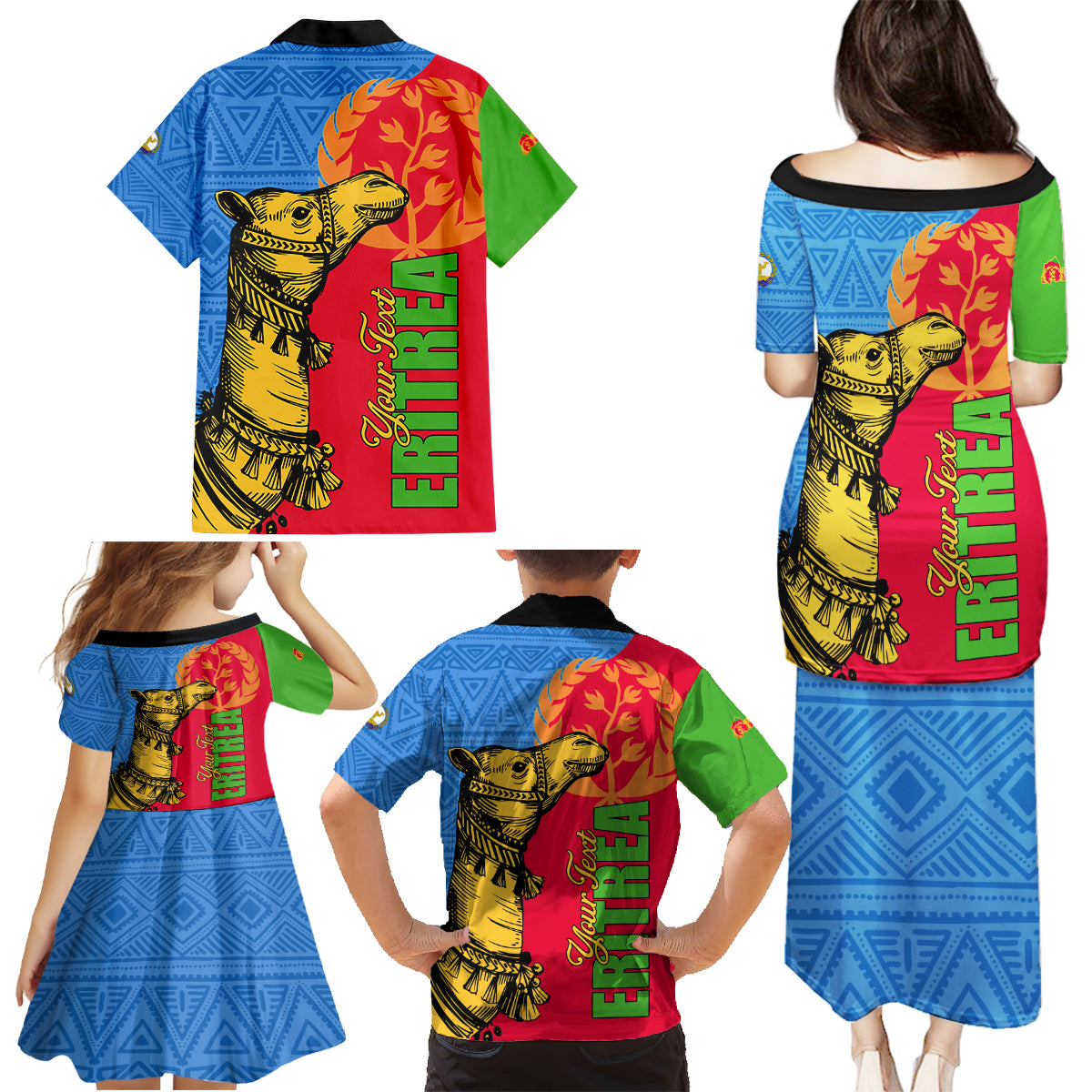 Eritrea Independence Day 2024 Family Matching Puletasi and Hawaiian Shirt Eritrean Camel African Pattern - Wonder Print Shop