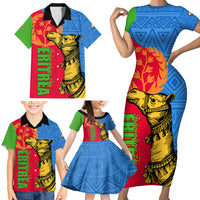 Eritrea Independence Day 2024 Family Matching Short Sleeve Bodycon Dress and Hawaiian Shirt Eritrean Camel African Pattern - Wonder Print Shop