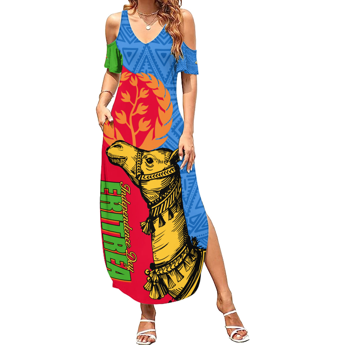 Eritrea Independence Day 2024 Family Matching Summer Maxi Dress and Hawaiian Shirt Eritrean Camel African Pattern - Wonder Print Shop