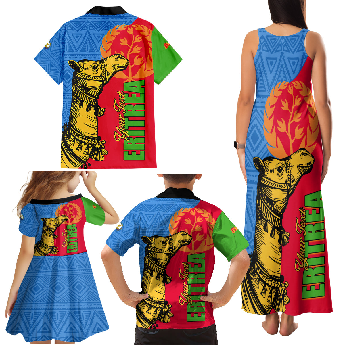 Eritrea Independence Day 2024 Family Matching Tank Maxi Dress and Hawaiian Shirt Eritrean Camel African Pattern - Wonder Print Shop