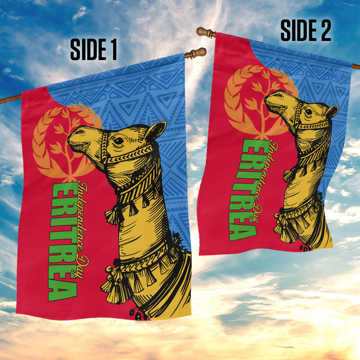 Eritrea Independence Day 2024 Garden Flag Eritrean Camel African Pattern - Wonder Print Shop