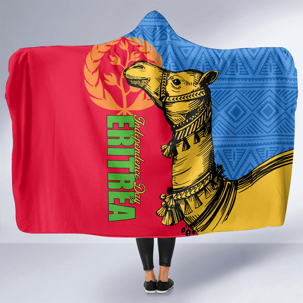 Eritrea Independence Day 2024 Hooded Blanket Eritrean Camel African Pattern