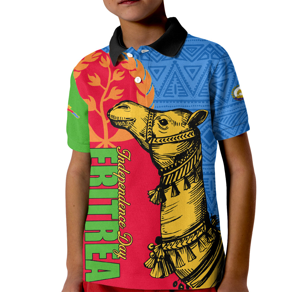 Eritrea Independence Day 2024 Kid Polo Shirt Eritrean Camel African Pattern - Wonder Print Shop