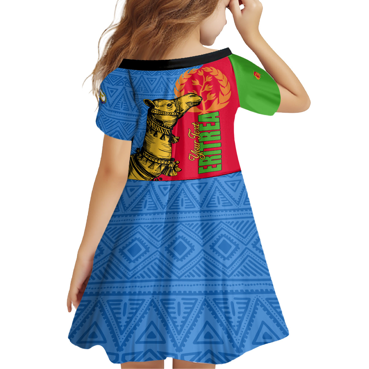 Eritrea Independence Day 2024 Kid Short Sleeve Dress Eritrean Camel African Pattern - Wonder Print Shop