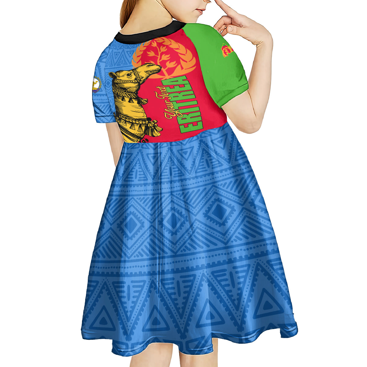 Eritrea Independence Day 2024 Kid Short Sleeve Dress Eritrean Camel African Pattern - Wonder Print Shop