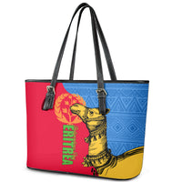 Eritrea Independence Day 2024 Leather Tote Bag Eritrean Camel African Pattern - Wonder Print Shop
