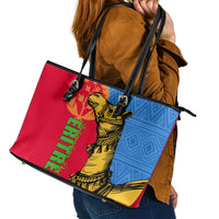 Eritrea Independence Day 2024 Leather Tote Bag Eritrean Camel African Pattern - Wonder Print Shop