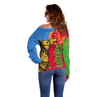 Eritrea Independence Day 2024 Off Shoulder Sweater Eritrean Camel African Pattern - Wonder Print Shop