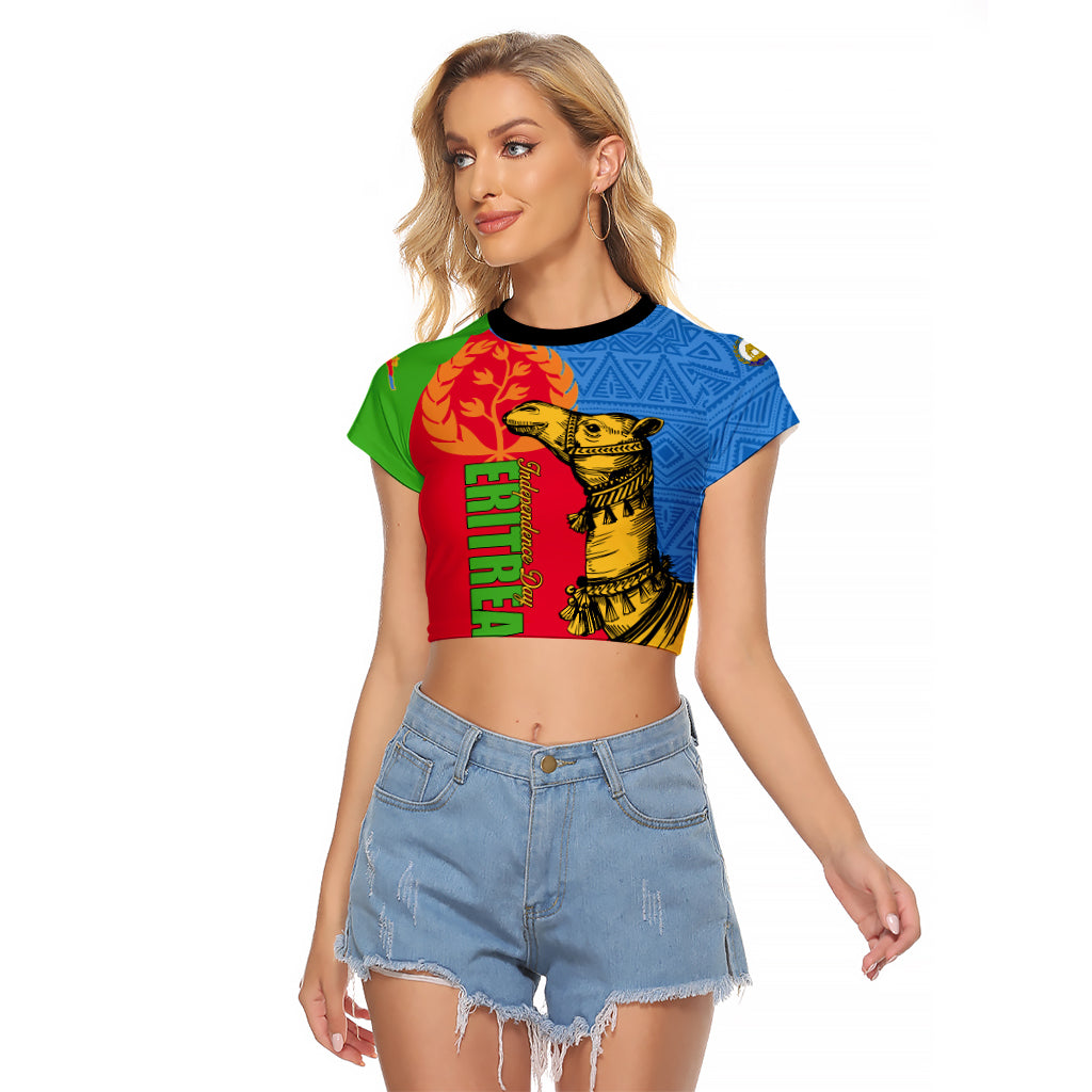 Eritrea Independence Day 2024 Raglan Cropped T Shirt Eritrean Camel African Pattern - Wonder Print Shop
